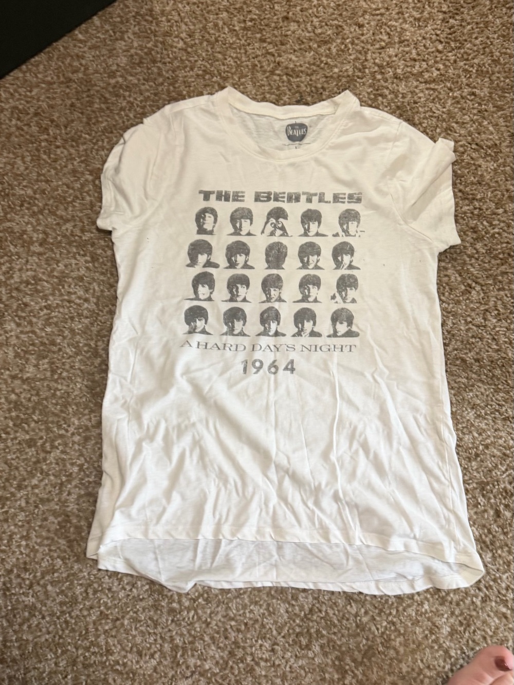 The Beatles White Short Sleeve Tee - Gray Print